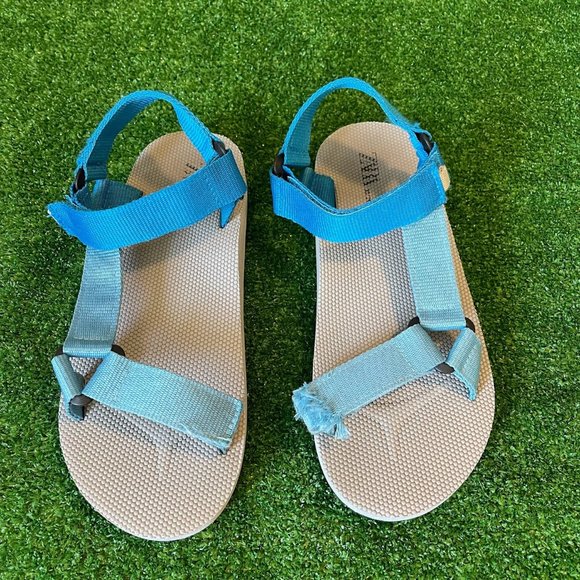 Zara Kids' Hook & Loop Straps Summer Comfort Blue Technical Sandals Shoes Size 6 - Picture 3 of 11